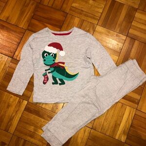 Christmas Gray fun Dinosaur Kids 2 piece Pajamas